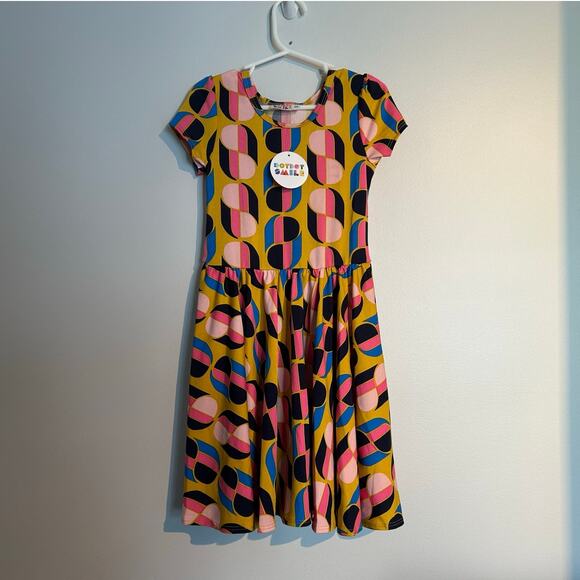 NWT Dot Dot Smile Empire Waist Cap Sleeve Dress – Yellow Retro – Girls 5/6 - Picture 1 of 9